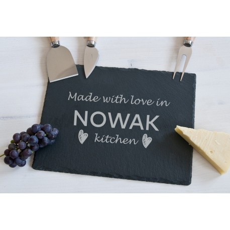 Deska do serów z akcesoriami "Made with love in NOWAK kitchen"