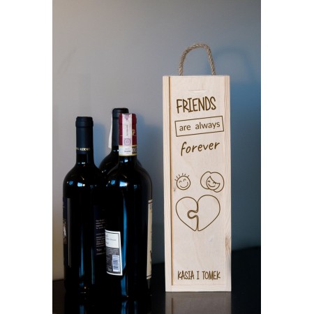 Pudełko na wino dla przyjaciela "Friends are always forever"